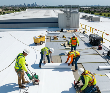 Reflective white roof coating application | energy-efficient commercial roofing