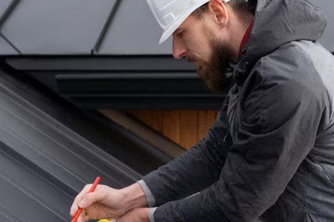 roof-inspect.jpg Roofer taking measurements on sloped shingle roof